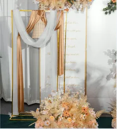 Decorazione per feste Placcato oro Arco nuziale Palloncini Scaffale Sfondo Placcatura in metallo lucido Cornice per porta fiore artificiale per esterni