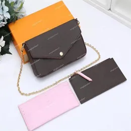 Women Shoulder bags 3pcs set Handbags Purse multi pochette accessories Lady Chain Crossbody bag Card holder Wallet with box261Y