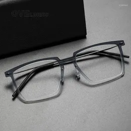 Güneş gözlüğü Çerçeveleri Marka Tasarım Erkekler Için Saf Titanyum Gözlük Çerçeve Metal Vintage Kare Reçete Gözlük Miyopi Optik Gözlük