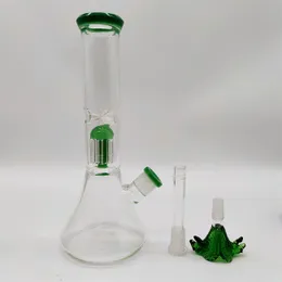 2021 Bongo de água de água de vidro Bongo de 12 polegadas Creme verde ganda de vidro Bong Dabber Rigy Recycler Tubos de água Bongos de fumaça Pipe de fumaça 14,4 mm Menina fêmea tigela da junta da cabeça da cabeça