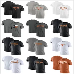 Texas Longhorns T-shirt Coloque de pano de algodão redonda de impressão respirável solta Mens243b