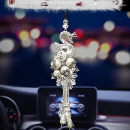 Dekoracje wnętrza krysztony samochodowe Swan Wystrój ozdoby Ornament Kryształowe lustro wiszące akcesoria dla dziewcząt kobiety słodki widok z tyłu