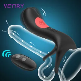 Itens de Beleza Anel Peniano Vibratório Controle Remoto Clitóris Estimulação Retardada Ejaculação Casal Vibrador Anéis Penianos Brinquedos Sensuais para Homens Adultos 18