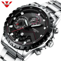 Nibosi Moda Mens relógios Top Brand Luxury Big Dial Quartz Militar Watch Cronógrafo impermeável Watch Men Relogio Masculino324Y