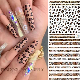 Adesivos de unhas 1 folha de lençol de leopardo padrões misturados decalques de transferência autônoma Manicure Nails Decorações de arte