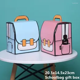 Gift Wrap 3pcs Schoolbag Box Baby Shower Birthday Party Snack Baking Food Packaging Kind/Child Favor Paper Children's Day
