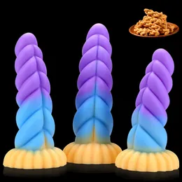 Beauty Items Twist Penis 17-21 cm langer Analdildo für Männer Frauen Vaginaldilatatoren Fantasie Monster Silikonschwanz sexy Spielzeug Soft Big Dick