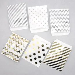 Gift Wrap Foil Gold Silver Wedding Candy Bar Bags Party Baby Shower Paper Bag Favor 25pcs/lot