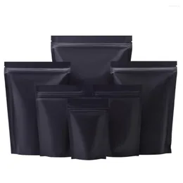 선물 랩 100pcs 무광택 검은 알루미늄 호일 스탠드 가방 눈물 노치 재사용 가능한 방수 식품 건조 과일 콩