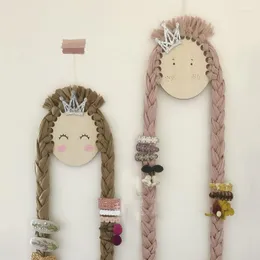 Decorative Figurines Cute Braids Girl Hanging Wall Decor Hairpin Holder Nordic Nursery Kids Room Decoration Kawaii Home Living Ornaments
