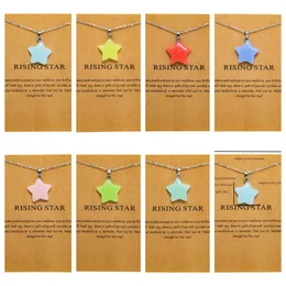 Rising Star Luminous Stone Pendant Blue Green Glow Light In The Dark Necklace for Jewelry Making with Card