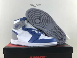 2023 Authentic Shoes High OG 1 True Blue Basketball 1s DZ5485-410 Retro Sports Sneakers Trainers Womens Mens White Cement Grey With Original