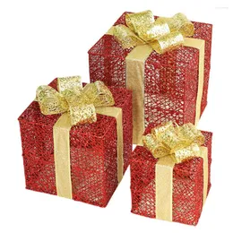 Caixa de armazenamento de embrulho de presente Decoração de Natal de Artesanato de Ouro Crafamento Brilhante para Crianças Friends Iron forçado 3pcs 3 caixas de tamanho