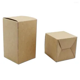 Gift Wrap 20Pcs Brown Kraft Paper Foldable Box DIY Candy Chocolate Snack Packaging For Wedding Festival Recycable Pack