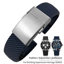 22mm 24mm Braided Silicone Rubber Watch Band fit for Breitling Avenger Superocean Heritage Black Blue Watch Strap Braceles to283f