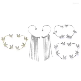 Backs Earrings Tassel Butterfly Clip For Women Ear Clips Without Piercing Sparkling Zirconia Cuff 2022 Fashion Jewelry