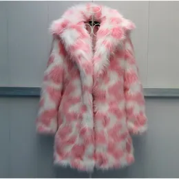 Faux Fur Coat Women 2022 Winter Winter Luxury Faux Fox Fox Warm Outwear Wink Green 6XL Jacket Coats Coats