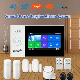 Alarm Systems Tuya GSM WiFi 4G Trådlös inbrottstjuv för Home Business Touch Screen S Mobile App Remote Control Smart Siren 221101