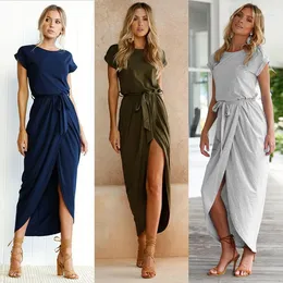 Mulheres de pista feminina Mulheres sexy O-pescoço curto Túnica de túnica de verão praia sol casual femme vestidos lady roupas roupas