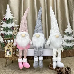 クリスマスの豪華なおもちゃノルディックスタイルの装飾ジオム人形クリスマス飾り顔のない老人人形窓飾りピンクグレーホワイト