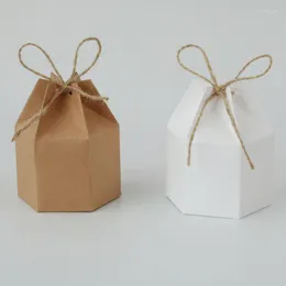 Gift Wrap Creative Kraft Paper 50 PCS Candy Box Lantern Hexagon Wedding Invitation Cake Bag Birthday Party