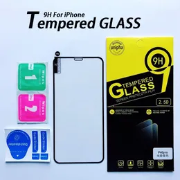 9h Hög aluminiumskärmskydd för iPhone 14 Pro Max 7 6 8 Plus Anti-Scratch Tempered Glass XR XS 11 12 13 Mini Full Cover Film With Retail Box