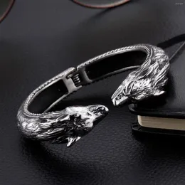 Bangle Fongten Vintage Dragon Wolf Stainless Steel For Men Punk Fashion Animal Jewelry