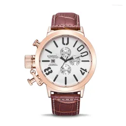 Wristwatches Large Dial Leather Strap Men's Watch Three-eye Six-hand Movement Automatic Luxury Simple Multi-function Mechanical WA120