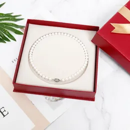 Anh￤nger Halsketten nat￼rliche S￼￟wasserperlen Halskette 7-10 mm helle Zeit perfekt runde Perlen S925 Silberschnalle Frauenschmuckparty
