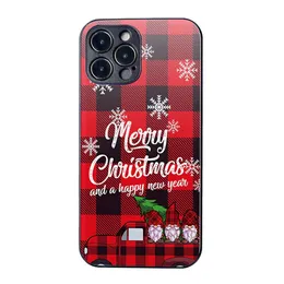 Weihnachten Tier Squarery Cell Handyhüllen Glas Hart für iPhone 14 13 pro max 12 11 7 8 plus x xs xr 12 mini Covers Mode neuer Designer