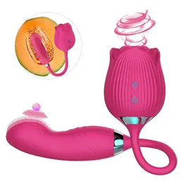 Poderoso vibrador de sucção de rosas 10 velocidades vibratório otário de clitóris estimulador de clitóris imitador de dedo balançando ponto G massageador brinquedos sexuais