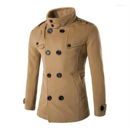 Giacche da uomo Moda Uomo Inverno Cappotto di lana 2022 Casual da uomo Miscele di colore solido di marca Cappotto di trench maschile di pisello di lana