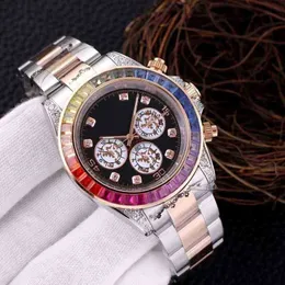 디자이너 시계 RLX Moissanite 디자이너 H7-Factory Luxury Watches Wristwatch Gold Case Fancy Diamond Bezel Ming'zhu Movement Watch 70mjl