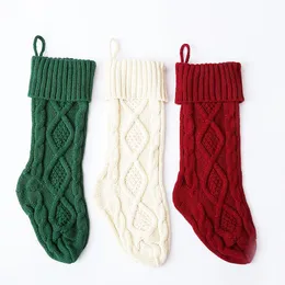 Noel Çorapları Büyük 46cm Örgü Yün Ev Duvar Dekorasyonu Şeker Çantası Çoraplar Elmas Hediye Asma Dekorasyon