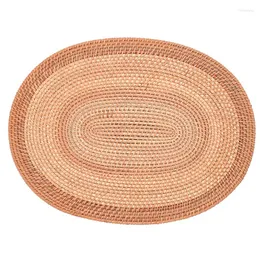 Tapetes de mesa prática oval rattan placemat Natural Tarimony Acessórios de chá de chá, adequados para sala de jantar