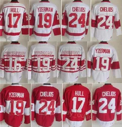 Men Retro Hockey 19 Steve Yzerman Jersey Vintage Classic 16 Vladimir Konstantinov 17 Brett Hull 24 Chris Chelios dla fanów sportu zszyta 75. rocznica Red White