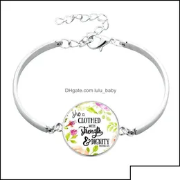 Charm Bracelets 18 Kinds New Bible Verses Glass Dome Art Pattern Bangles Scripture Quote Jewelry Christian Faith Insp Ot38I