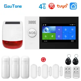 أنظمة الإنذار Gautone PG107 WIFI 4G 3G System for Home Security with PIR Wireless Solar Seren Support Tuya Remote Control 221101