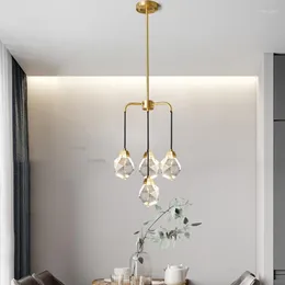 Chandeliers Nordic Luxury Crystal Loft Modern LED Luster Hanging Lamps Living Room Chandelier Lighting Suspension Luminaires