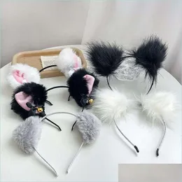 Andra evenemangsfestleveranser Party Supplies Beautif Masquerade Halloween Cat Ears Headwear Cosplay Ear Costume Bell pannband hår AC DHTT6