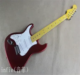 متجر مخصص Strat Stratocaster Red Electric Guitar مع 3 بيك آب جسم الجيتار اليسرى متاح