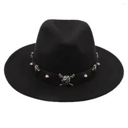 Boinas de lã negra homens homens fedora chapéu largo chapéus cloche godfather jazz bon steampunk pirata sigl size 56-58cm