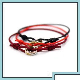 Braccialetti con ciondoli Gioielli in acciaio inossidabile 316L Anello Trinity Bracciale con cordino Tre anelli Cinturino a mano Coppia per donna e Oti65