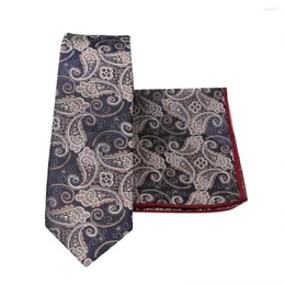 Bow Ties Hooyi Men Neck Tie Set Slim Floral Pocket Square Fashion Trevlig slipsarduk