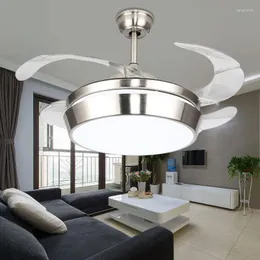 Moderne LED-Deckenventilatoren mit heller silberner Farbe, Ventilatorlampen, 42-Zoll-Reomote-Steuerung, Luminaria für Wohnzimmer, Schlafzimmer im Sommer