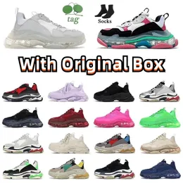 2022 Casual Shoes Men Women Sports Sneakers Bekväma kvinnor Mens Black Red White Green Grey Blue Dad Clear Sole Platform Paris Tennis Trainers Running Walking