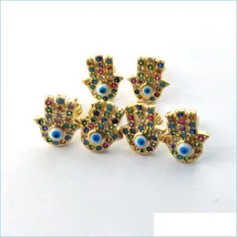 Stud Fashion Gold Color Colorf Cz Rainbow Cubic Zirconia Micro Pave Hamsa Hand Eye Stud Earrings Women Jewelry Er953 Drop Delivery 20 Dhclf