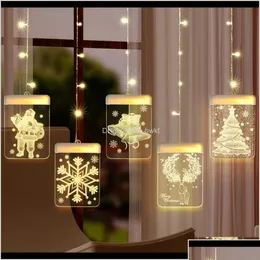 Dekoracje świąteczne świąteczne zapasy imprezy Dostawa ogrodu 2021 QIFU Elk Snowman Curtain Light Decor dla otxnn