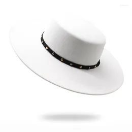 Boeretas Hat de fieltro grande Mujeres Fedoras Mujer a granel Hombre Big Fedora Hats Lady Flat Top Top Formal Fomen Party Caps 2022