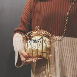 Abendtaschen Damen Birdcage Bag Clutch Metallrahmen Stickerei Eimer Bird Cage Mini Geldbörse Frauen Gold Quaste Handtasche Tote